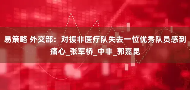 易策略 外交部：对援非医疗队失去一位优秀队员感到痛心_张军桥_中非_郭嘉昆